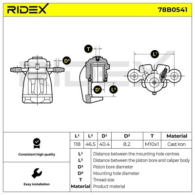 Brake Caliper RIDEX 78B0541 78B0541 - photo 6