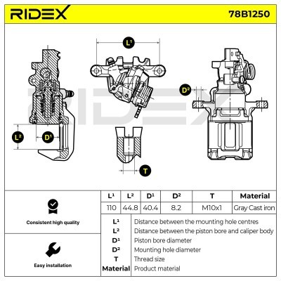 Brake Caliper RIDEX 78B1250 78B1250 - photo 7
