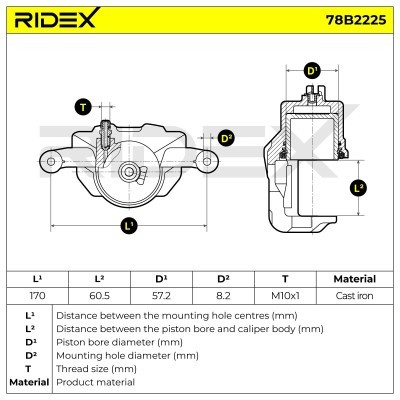 Brake Caliper RIDEX 78B2225 78B2225 - photo 7