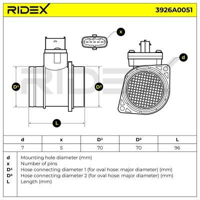 Air Mass Sensor RIDEX 3926A0051 3926A0051 - photo 6