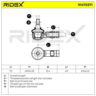 Tie Rod End RIDEX 914T0371 914T0371 - photo 6