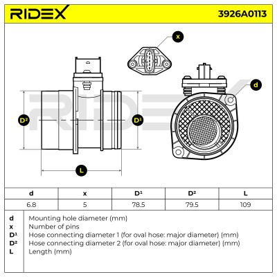 Air Mass Sensor RIDEX 3926A0113 3926A0113 - photo 7