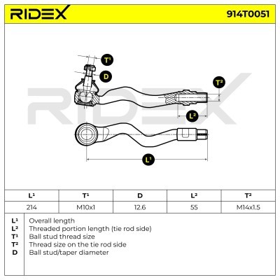 Tie Rod End RIDEX 914T0051 914T0051 - photo 3