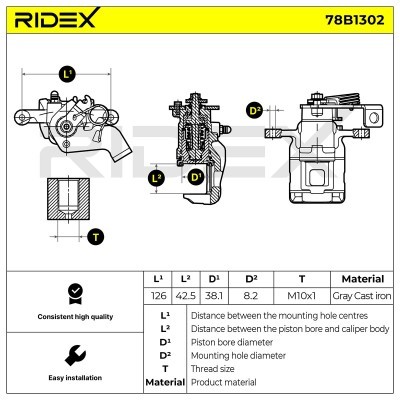 Brake Caliper RIDEX 78B1302 78B1302 - photo 5