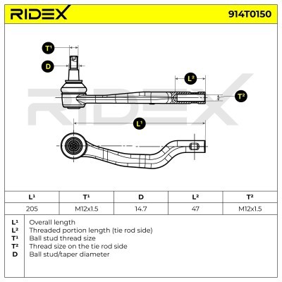 Tie Rod End RIDEX 914T0150 914T0150 - photo 6