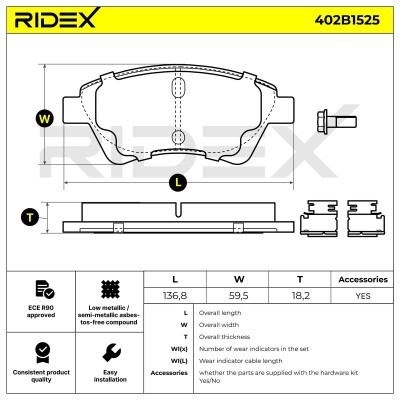 Brake Pads Set RIDEX 402B1525 402B1525 - photo 7