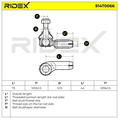 Tie Rod End RIDEX 914T0066 914T0066 - photo 6