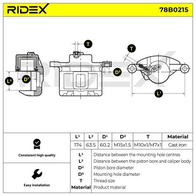 Brake Caliper RIDEX 78B0215 78B0215 - photo 5