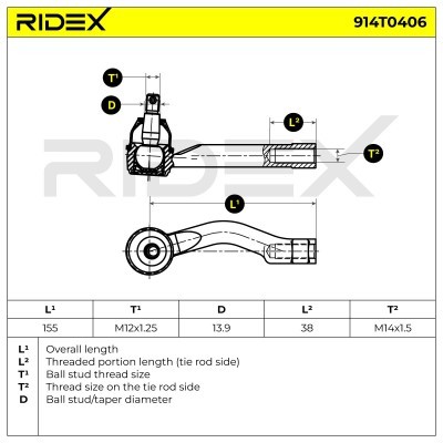 Tie Rod End RIDEX 914T0406 914T0406 - photo 9