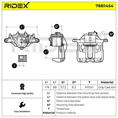 Brake Caliper RIDEX 78B1454 78B1454 - photo 6