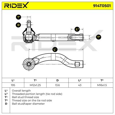 Tie Rod End RIDEX 914T0501 914T0501 - photo 6