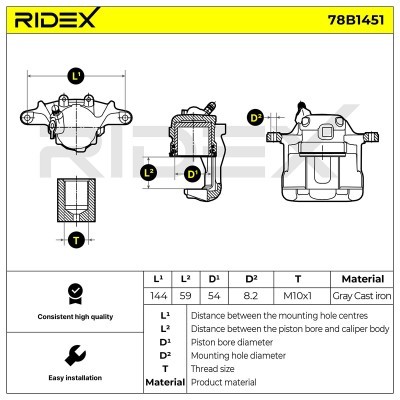 Brake Caliper RIDEX 78B1451 78B1451 - photo 6