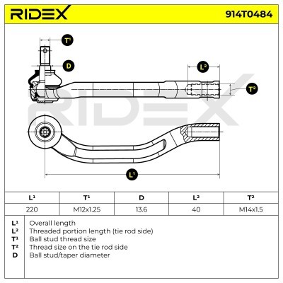 Tie Rod End RIDEX 914T0484 914T0484 - photo 6