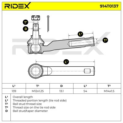 Tie Rod End RIDEX 914T0137 914T0137 - photo 5