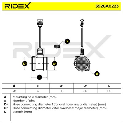 Air Mass Sensor RIDEX 3926A0223 3926A0223 - photo 8