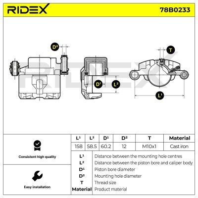 Brake Caliper RIDEX 78B0233 78B0233 - photo 3