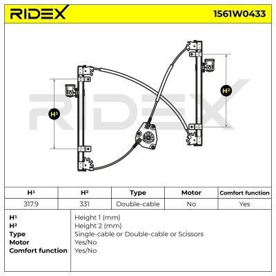 Window Regulator RIDEX 1561W0433 1561W0433 - photo 7