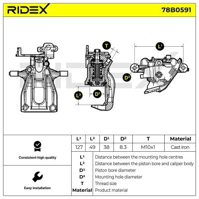 Brake Caliper RIDEX 78B0591 78B0591 - photo 5