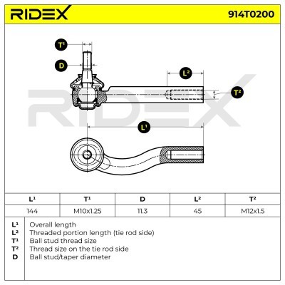 Tie Rod End RIDEX 914T0200 914T0200 - photo 5