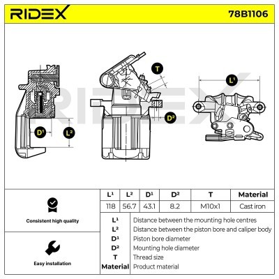 Brake Caliper RIDEX 78B1106 78B1106 - photo 5