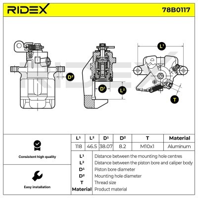 Brake Caliper RIDEX 78B0117 78B0117 - photo 8