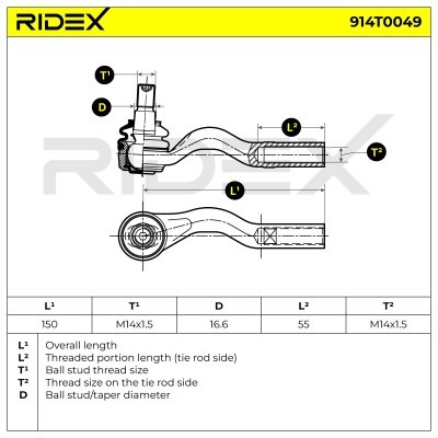 Tie Rod End RIDEX 914T0049 914T0049 - photo 5
