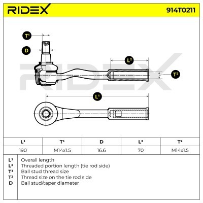 Tie Rod End RIDEX 914T0211 914T0211 - photo 6