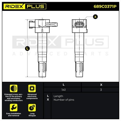 Ignition Coil RIDEX 689C0371P 689C0371P - photo 8
