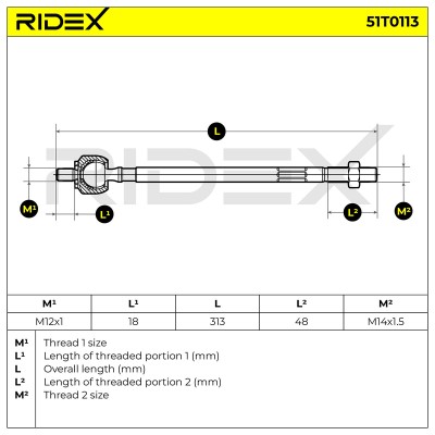 Tie Rod Assembly RIDEX 51T0113 51T0113 - photo 5