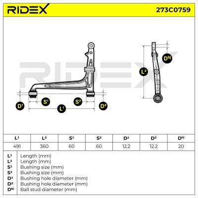 Control Arm RIDEX 273C0759 273C0759 - photo 7