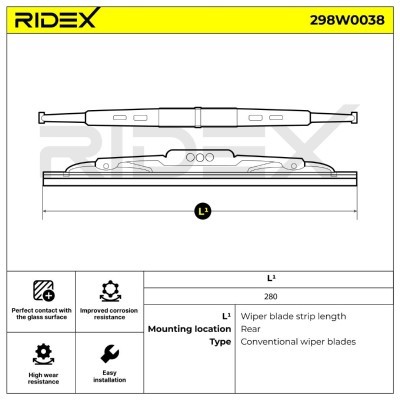 Щетка стеклоочистителя заднего стекла RIDEX 298W0038 298W0038 - photo 12
