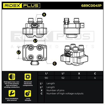Ignition Coil RIDEX 689C0041P 689C0041P - photo 12