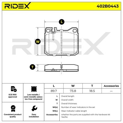 Brake Pads Set RIDEX 402B0443 402B0443 - photo 8
