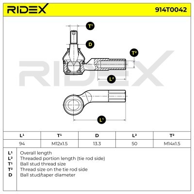Tie Rod End RIDEX 914T0042 914T0042 - photo 6