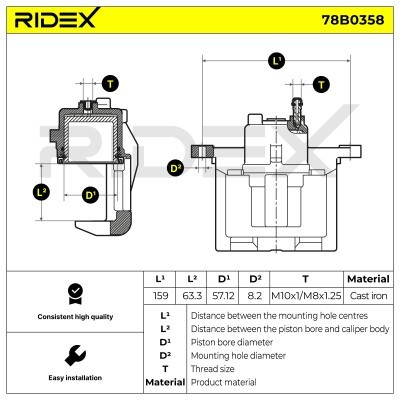 Brake Caliper RIDEX 78B0358 78B0358 - photo 5