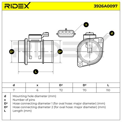 Air Mass Sensor RIDEX 3926A0097 3926A0097 - photo 6