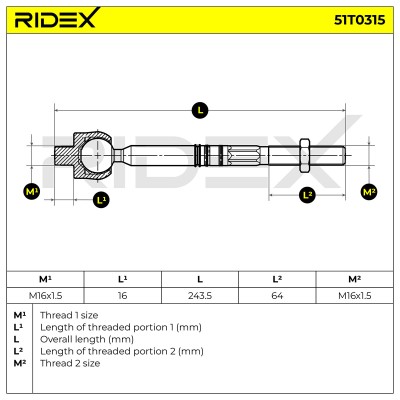 Tie Rod Assembly RIDEX 51T0315 51T0315 - photo 5