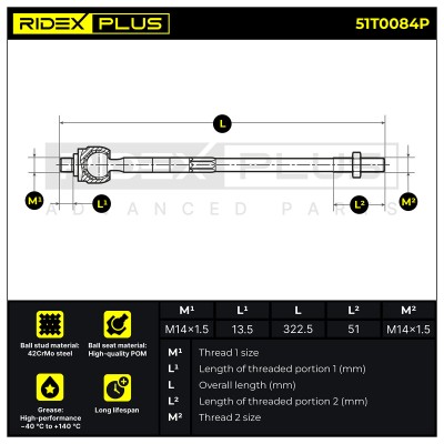 Tie Rod Assembly RIDEX 51T0084P 51T0084P - photo 6