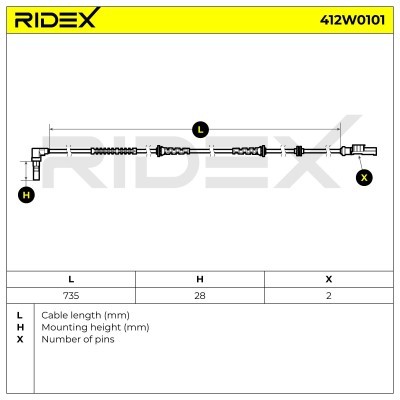 ABS Sensor RIDEX 412W0101 412W0101 - photo 2