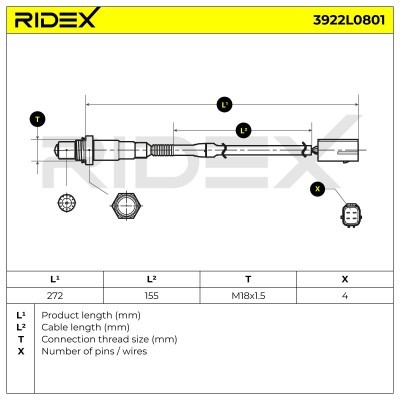 Lambda (Oxygen) Sensor RIDEX 3922L0801 3922L0801 - photo 6