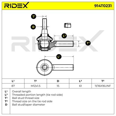 Tie Rod End RIDEX 914T0231 914T0231 - photo 6