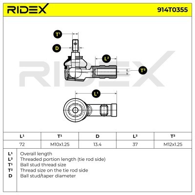 Tie Rod End RIDEX 914T0355 914T0355 - photo 6