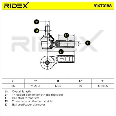 Tie Rod End RIDEX 914T0188 914T0188 - photo 5