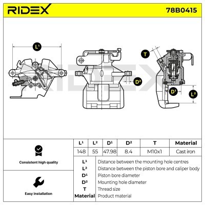 Brake Caliper RIDEX 78B0415 78B0415 - photo 4