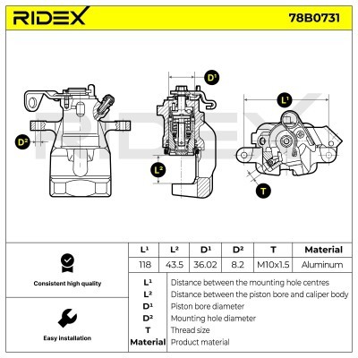 Brake Caliper RIDEX 78B0731 78B0731 - photo 6