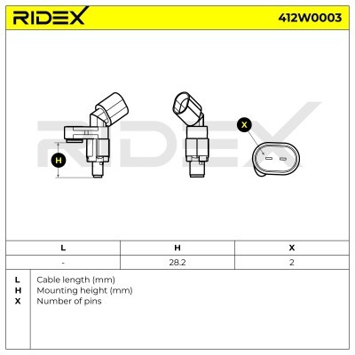 ABS Sensor RIDEX 412W0003 412W0003 - photo 6