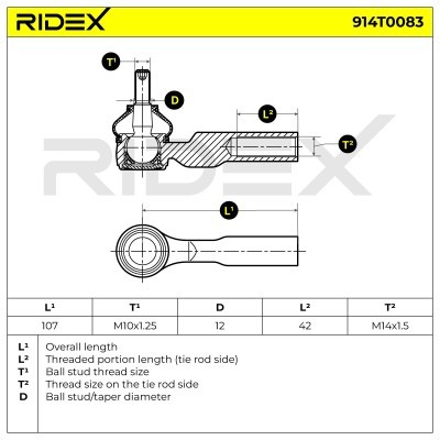 Tie Rod End RIDEX 914T0083 914T0083 - photo 6