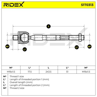 Tie Rod Assembly RIDEX 51T0313 51T0313 - photo 5