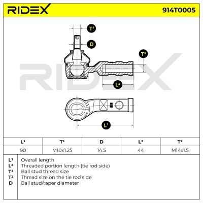 Tie Rod End RIDEX 914T0005 914T0005 - photo 5