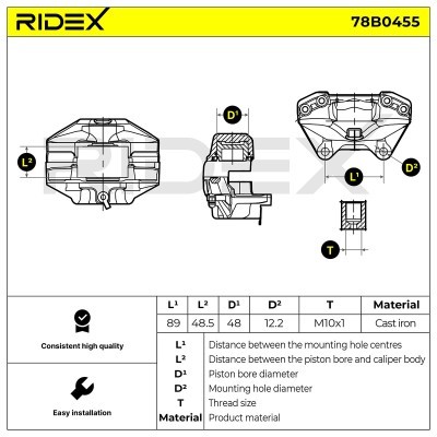 Brake Caliper RIDEX 78B0455 78B0455 - photo 6